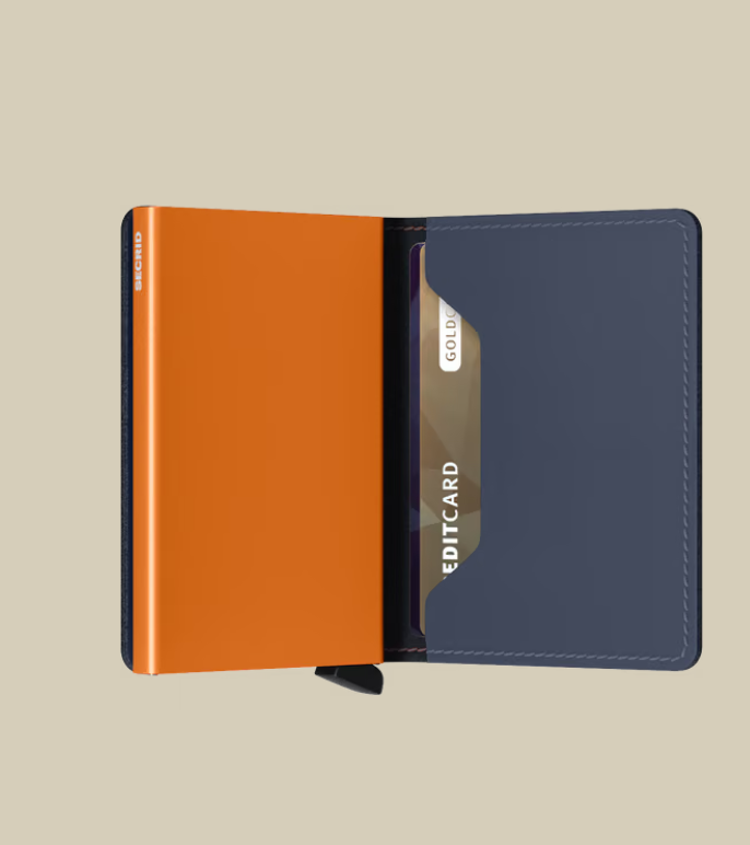 Slimwallet Matte-Nightblue & Orange