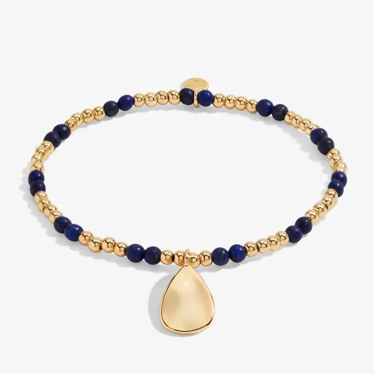 A Little Birthstone September Lapis Lazuli Gold Bracelet Front View