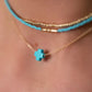 16" Necklace Gold - Signature Cross Turquoise Close Up