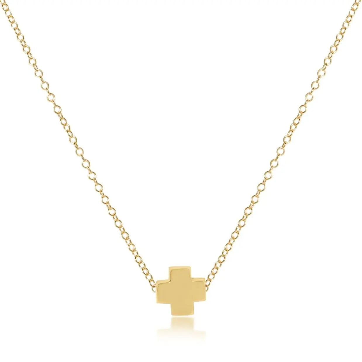 16" Necklace Gold - Signature Cross Gold Front View