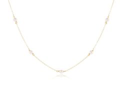 15" Choker Simplicity Chain Gold - 4mm Pearl Necklace Front View