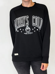 Simply Southern Always Cold Crewneck in black.