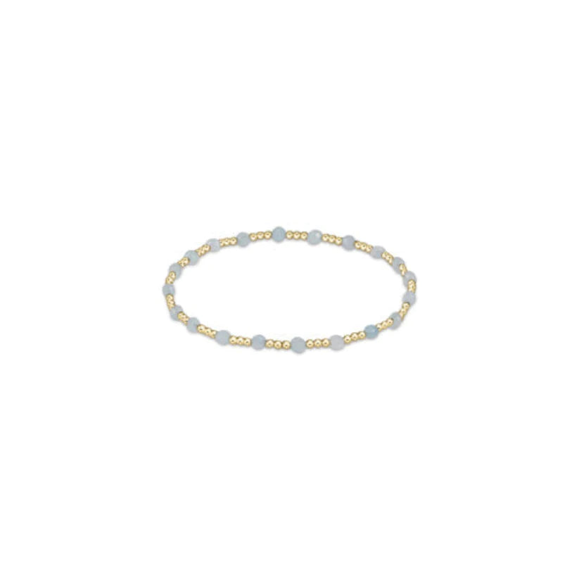 Enewton Gemstone Gold Sincerity Pattern 3mm Bead Bracelet - Aquamarine