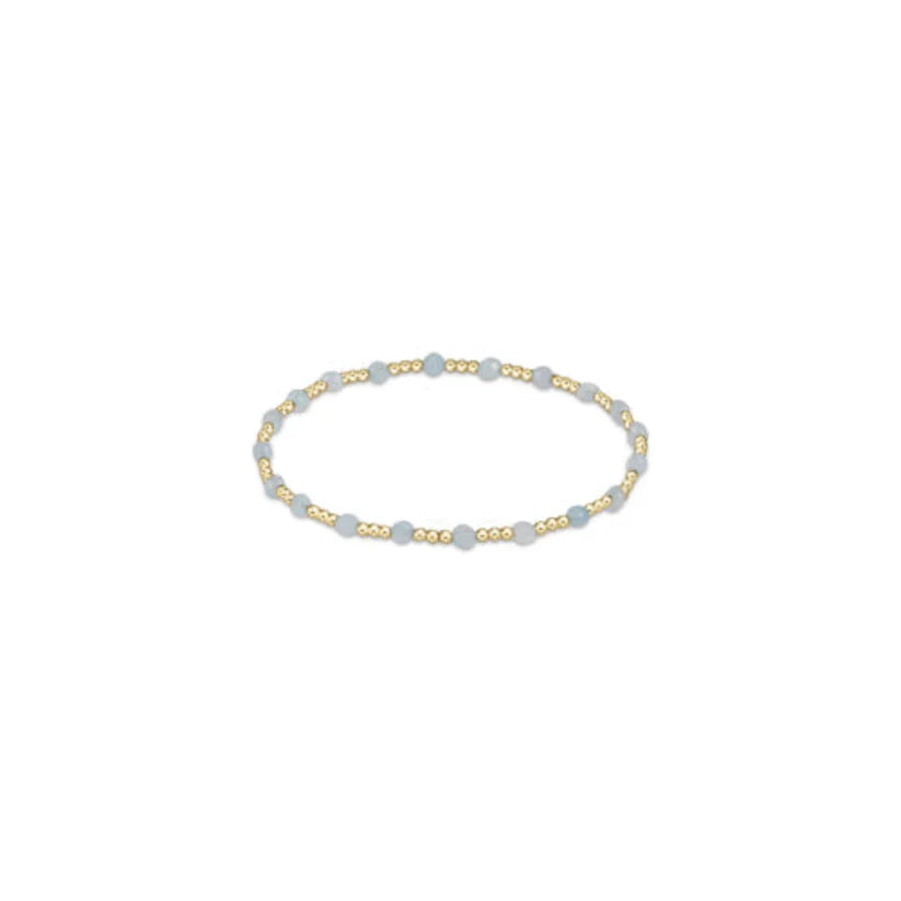 Enewton Gemstone Gold Sincerity Pattern 3mm Bead Bracelet - Aquamarine