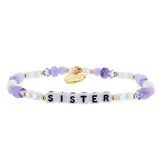 Little Words Project Sister Bracelet in the color purple.