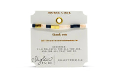 Skylar Paige - THANK YOU - Morse Code Tila Beaded Bracelet - Preppy Peach