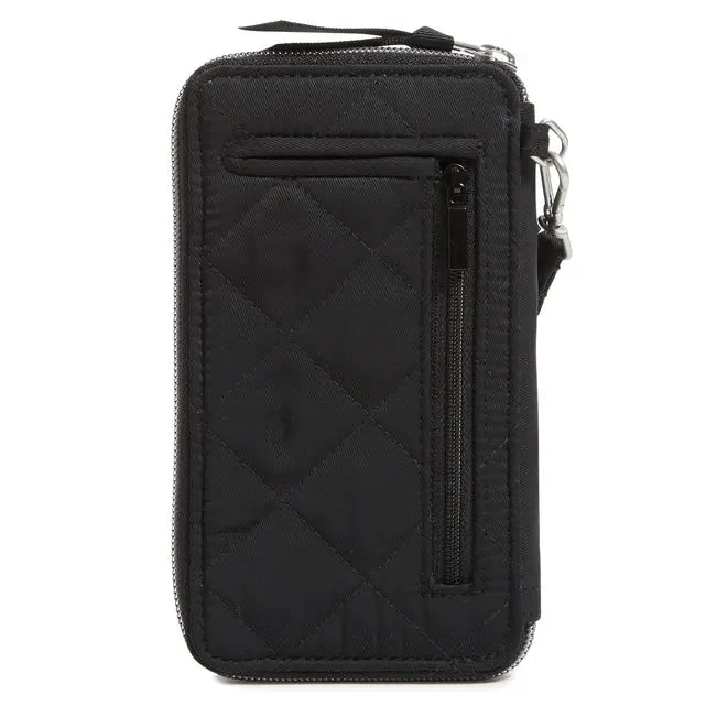 RFID Large Smartphone Wristlet Black Back View