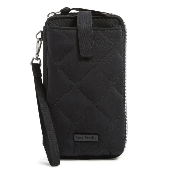 RFID Large Smartphone Wristlet Black Front View