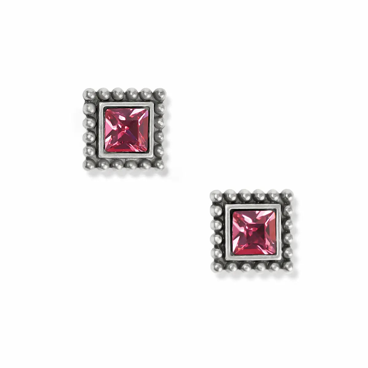 Sparkle Square Pink Mini Post Earrings