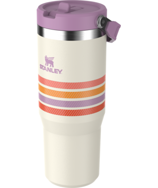 The IceFlow™ Flip Straw Tumbler 30 oz in Lilac Stripe Mesh.