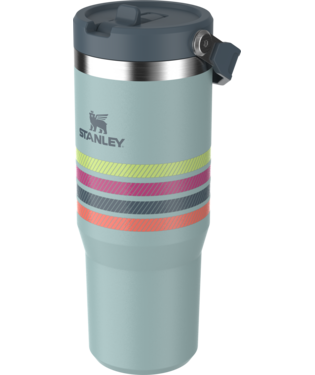 The IceFlow™ Flip Straw Tumbler 30 oz in Seafoam Stripe Mesh.