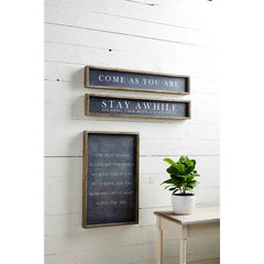 Mud Pie Stay Awhile Long Black Plaque