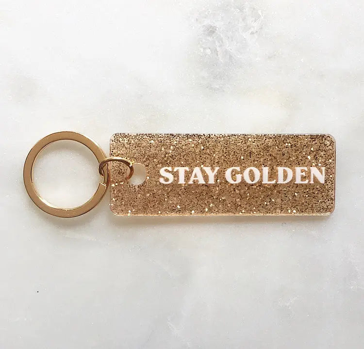 Stay Golden Keychain - sparkly keychain