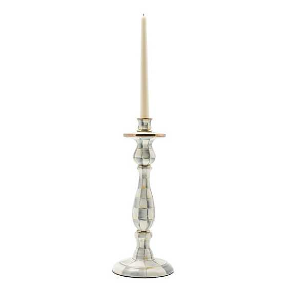 Sterling Check Enamel Candlestick Large