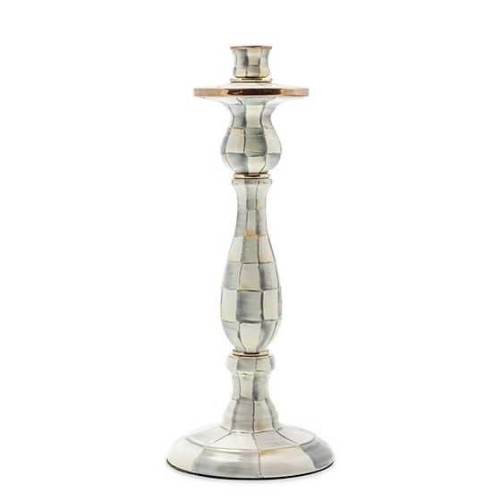 Sterling Check Enamel Candlestick Large