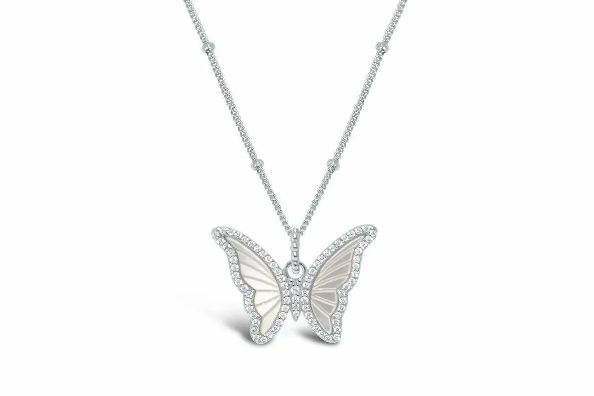 Stia Jewelry Spread Your Wings Butterfly Silver Necklace.