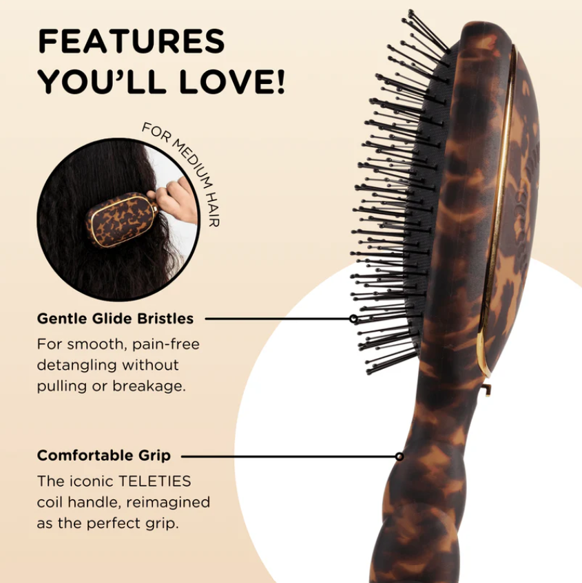 Detangler Hair Brush for Medium Hair - Tortoise - Full Size