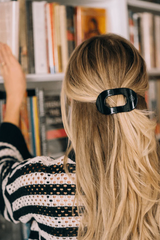 Jet Black Small Flat Round Hair Clip