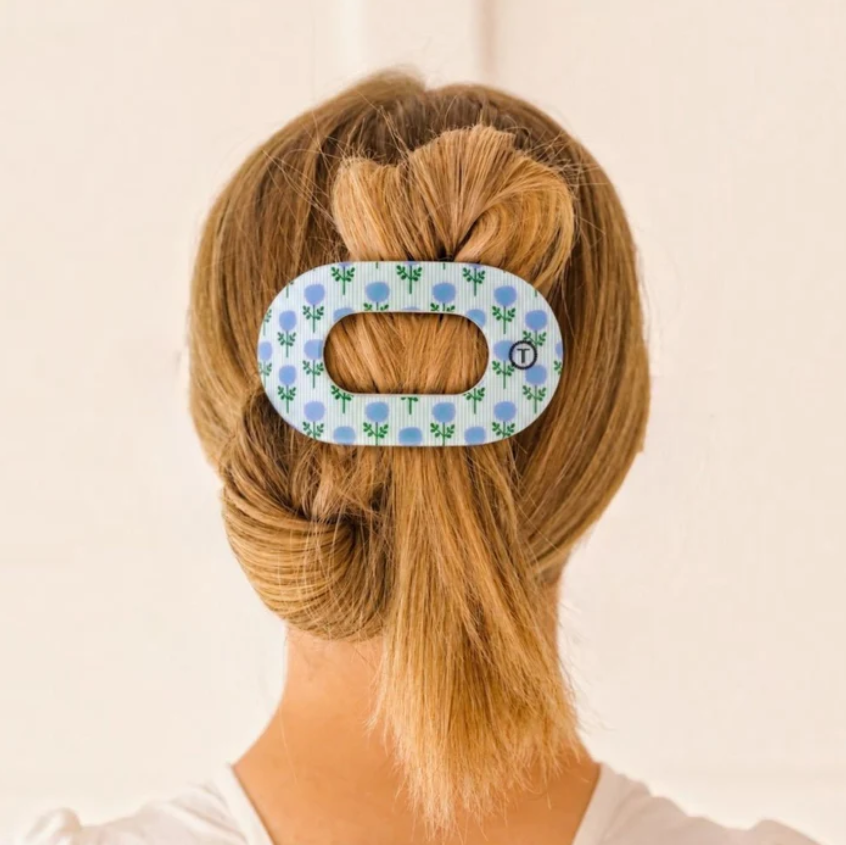 Large Flat Round Hair Clip-Blue Marigold