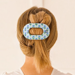Large Flat Round Hair Clip-Blue Marigold