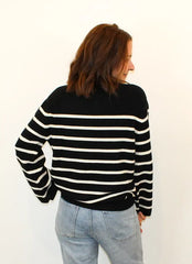 Terri Striped Sweater-Black Back View