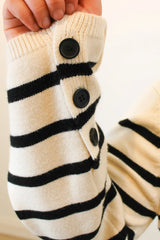 Terri Striped Sweater-Ivory Buttons View