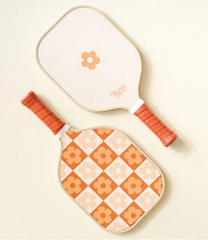 Pickleball Paddle - Flower Brown Check - The Darling Effect