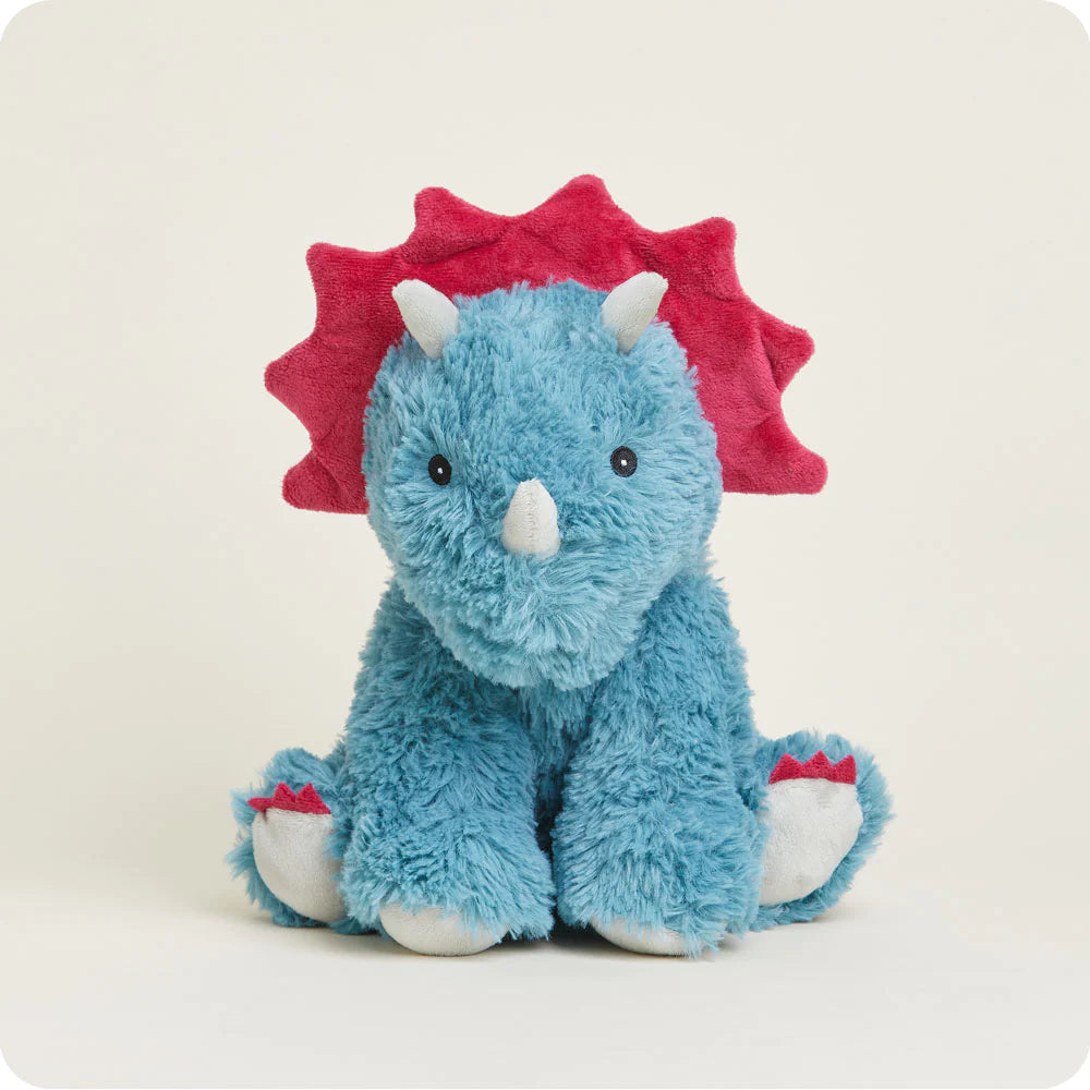 A blue and red Triceratops Stuffed Animal from Warmies®.