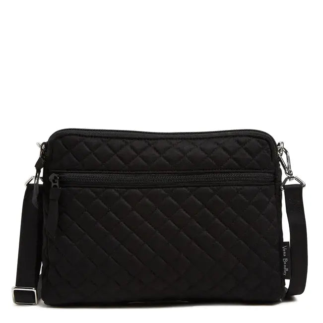 Triple Compartment Crossbody Black Front View