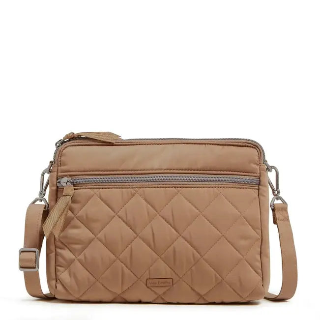 Triple Compartment Crossbody Meadowlark Tan Front View