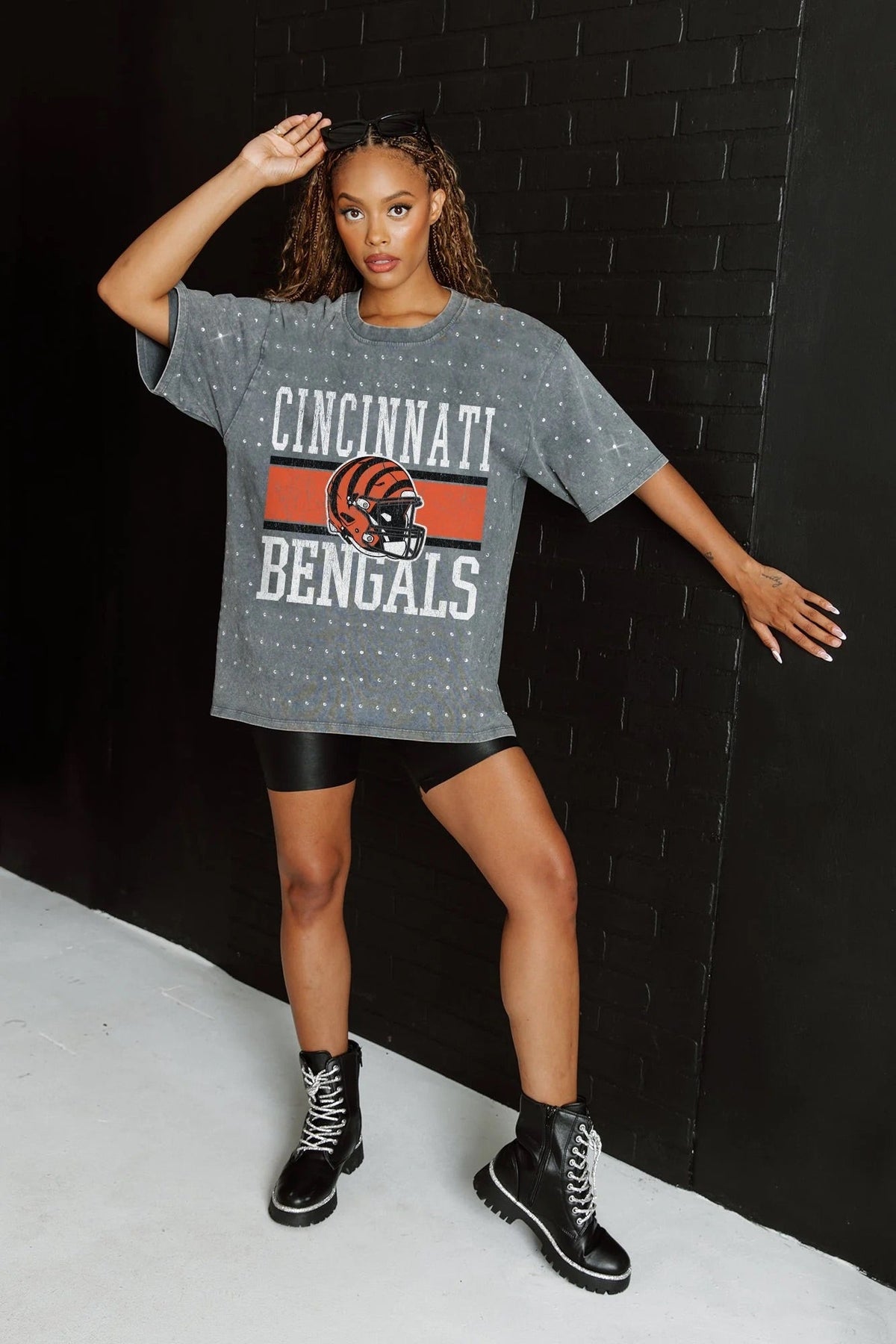 Cincinnati Bengals Rhinestone Short Sleeve Tee