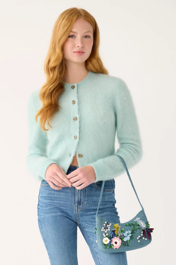 Mini Roxbury Crescent Shoulder Bag : Prairie Blooms Bluestone