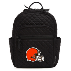 A Vera Bradley backpack in all black, with the Cleveland Browns primary logo on the front. From NFL solid black NFL collection.