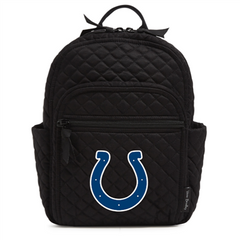 A Vera Bradley backpack in all black, with the Indianapolis Colts primary logo on the front. From NFL solid black NFL collection.
