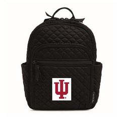 A small black backpack from Vera Bradley with the Indiana University logo on the front.