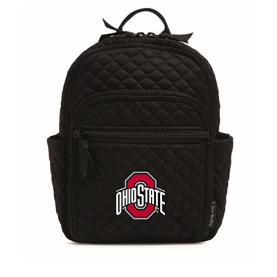 A small black backpack from Vera Bradley with the Ohio State University logo on the front.