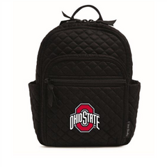 A small black backpack from Vera Bradley with the Ohio State University logo on the front.