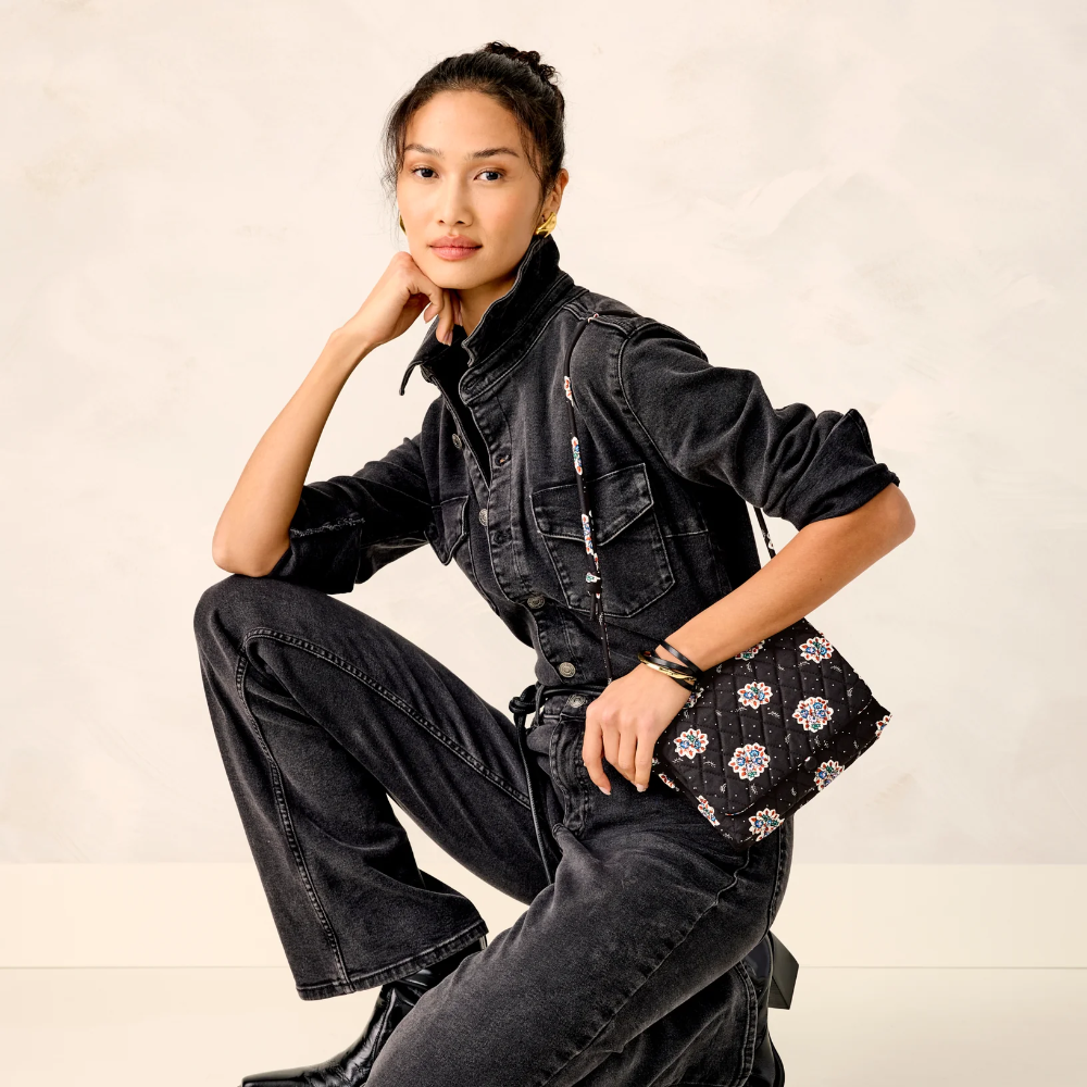 Baird Hipster - Cotton Gabardine in Feathery Bouquets Vera Bradley Pattern.