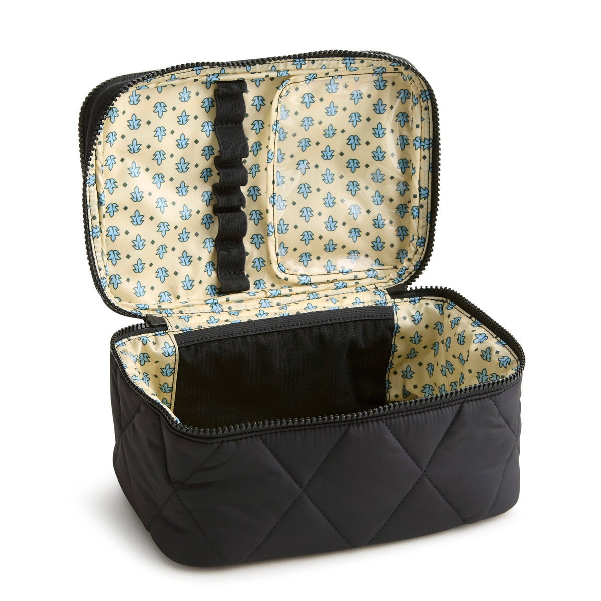 Vera Bradley Brush Up Cosmetic Case in Moonless Night, interior view