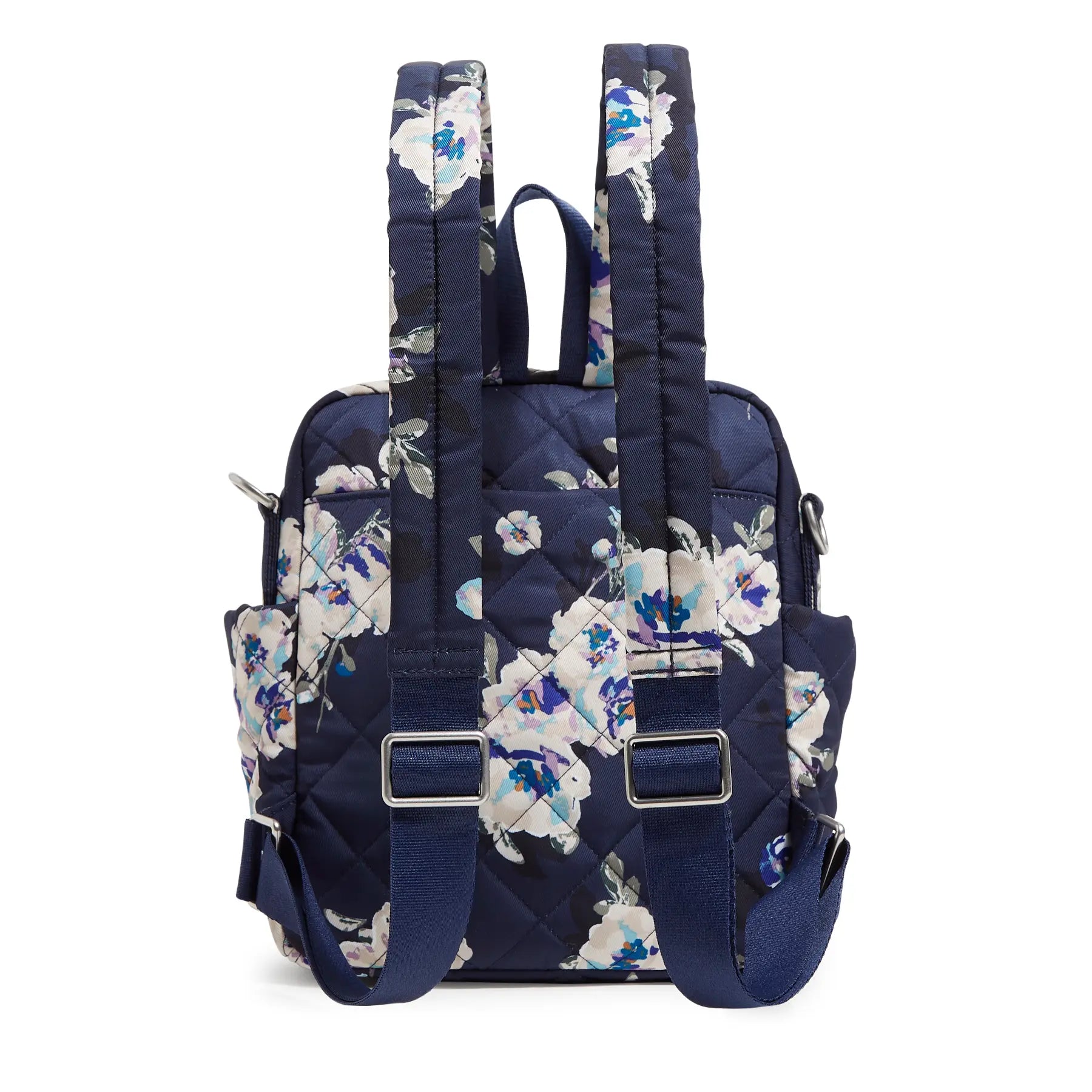 Vera Bradley Convertible Small Backpack in Blooms and Branches Navy.