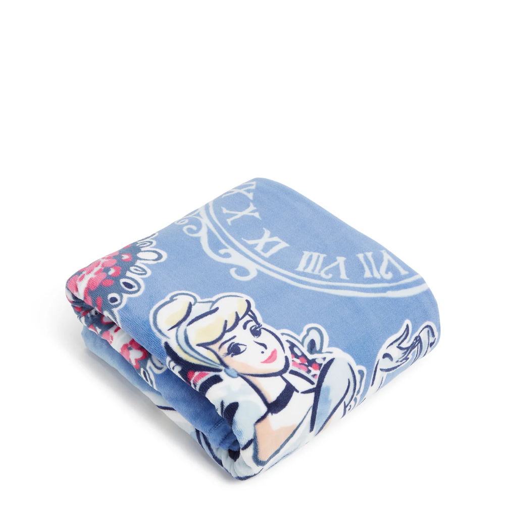 Vera Bradley throw blanket in the color blue, featuring Disney's Cinderella.