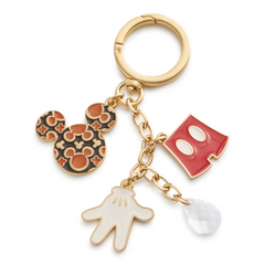 Disney Micke Mouse bag charm of Mickey's head, Mickey's red overalls, and Mickey Mouse hands.