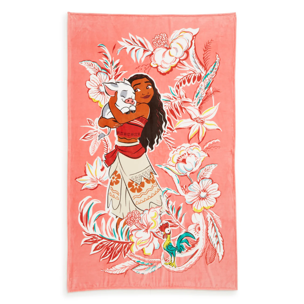 Plush throw blanket from Vera Bradley showing Disney's Moana.