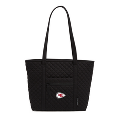 Vera Bradley black tote bag with the Kansas City primary logo. From Vera Bradley's NFL collection.