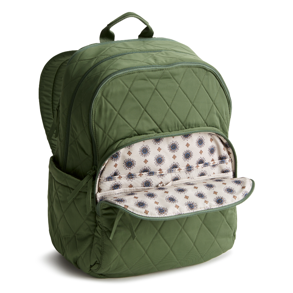 A large size backpack form Vera Bradley in the color green.