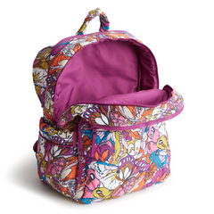 A Nylon fabric large size backpack from Vera Bradley in the color purple. The pattern name is Flutter.