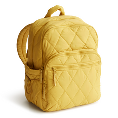 A Nylon fabric large size backpack from Vera Bradley in the color gold. The pattern name is Golden Olive.