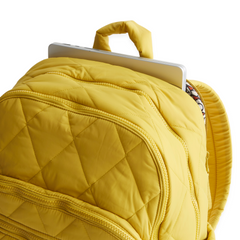 A Nylon fabric large size backpack from Vera Bradley in the color gold. The pattern name is Golden Olive.