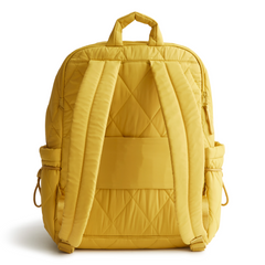 A Nylon fabric large size backpack from Vera Bradley in the color gold. The pattern name is Golden Olive.