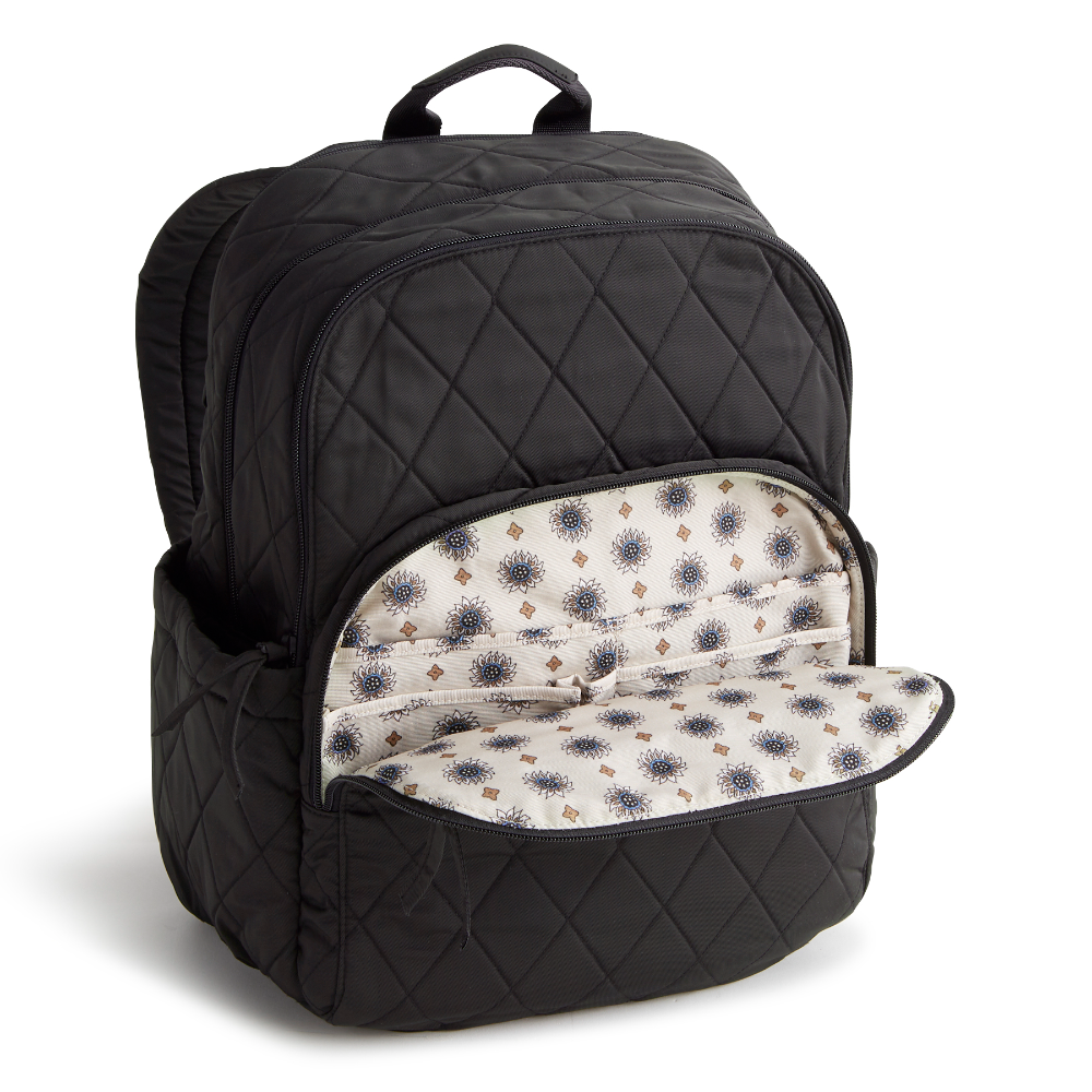 A large size backpack form Vera Bradley in the color black.